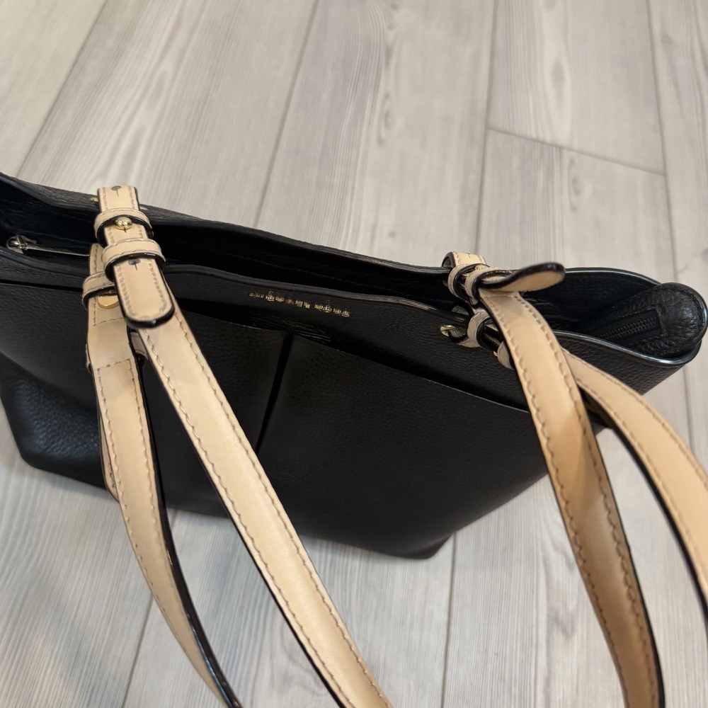 Michael Kors Bedford Tote Handbag Black Pebble Leather Shoulder Purse w/ Pockets - Picture 9 of 16